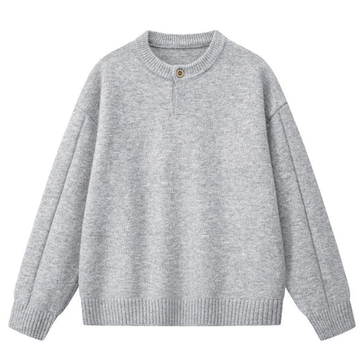 Damen Oversize Feinstrickpullover mit Halbknopfleiste, überschnittener Schulter & geripptem Saum Drune