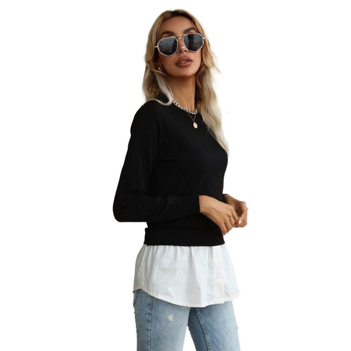Damen Eleganter Lässiger Pullover mit Hemdunterteil Drune