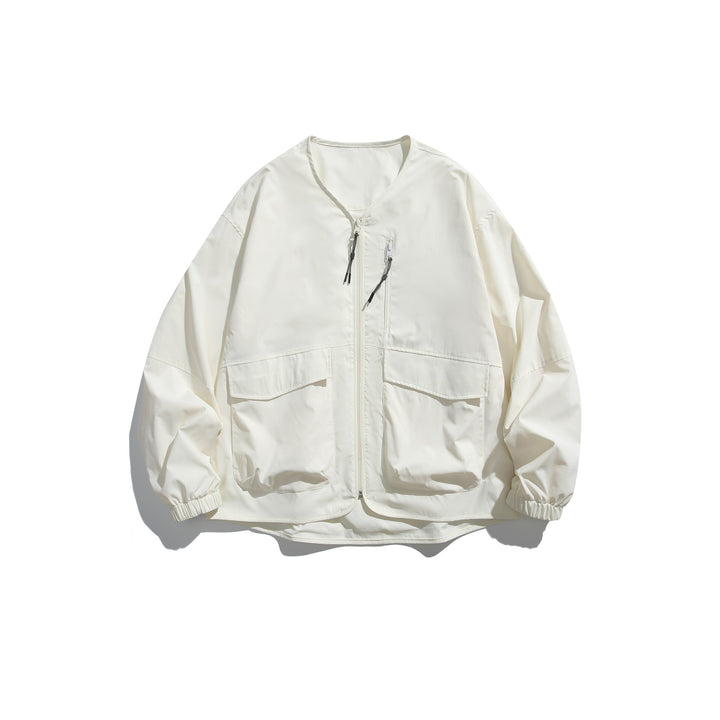 Herren Kurzblouson mit V‑Ausschnitt, zweiwege Reißverschlüssen und Utility‑Taschen Drune