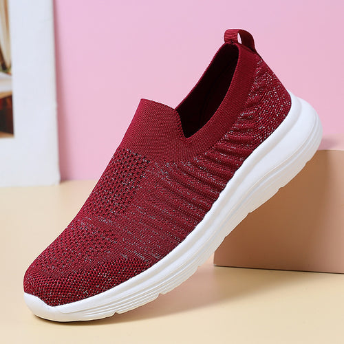 Damen nan atmungsaktiver Strick-Slipper mit viskoelastischer Innensohle und flexibler Gummilaufsohle Drune