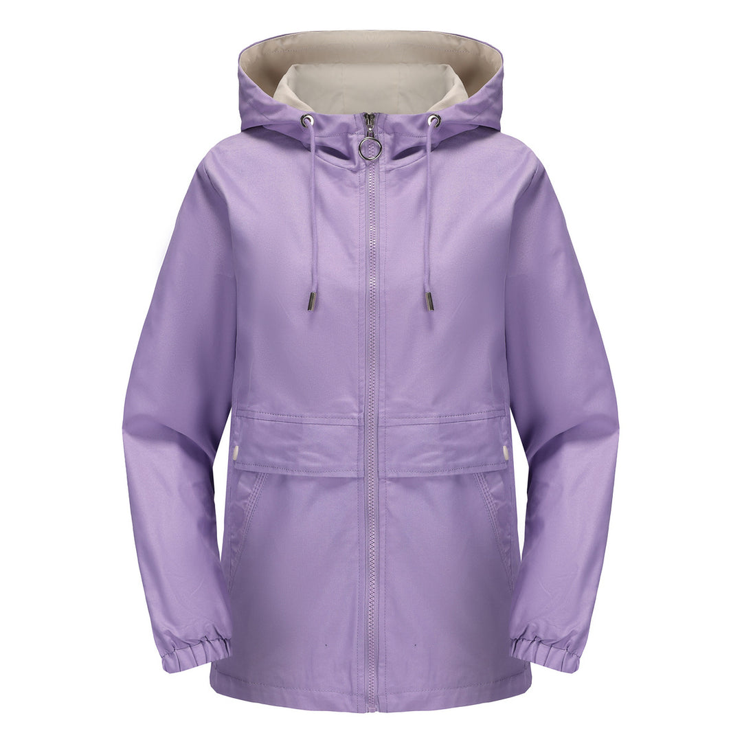 Damen nan leichter wasserabweisender Kapuzenparka mit Tunnelzug, Ringzipper und verdeckter Druckknopfleiste Drune