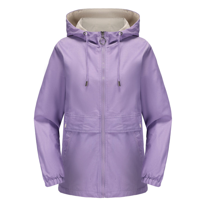 Damen nan leichter wasserabweisender Kapuzenparka mit Tunnelzug, Ringzipper und verdeckter Druckknopfleiste Drune