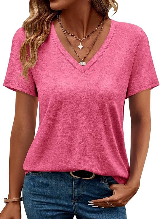 Damen V-Ausschnitt T-Shirt aus weichem Single Jersey Drune