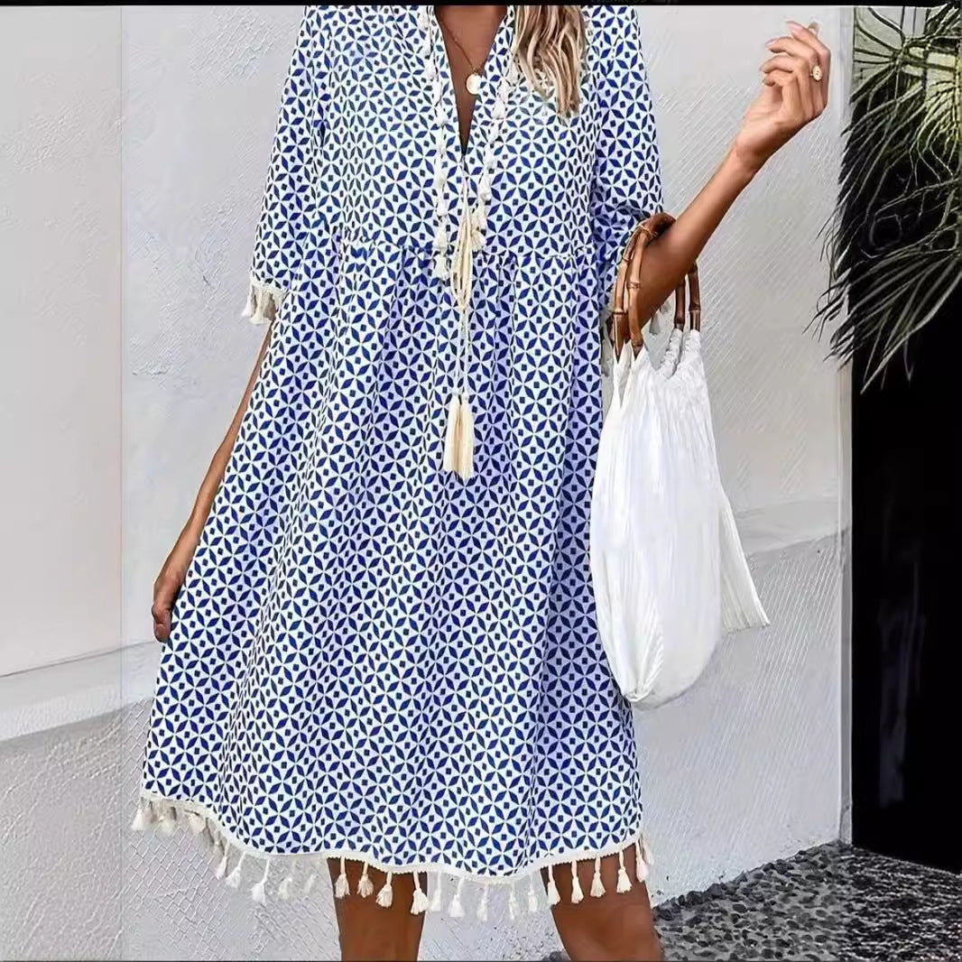 Damen Sommerkleid mit modischem Muster Drune