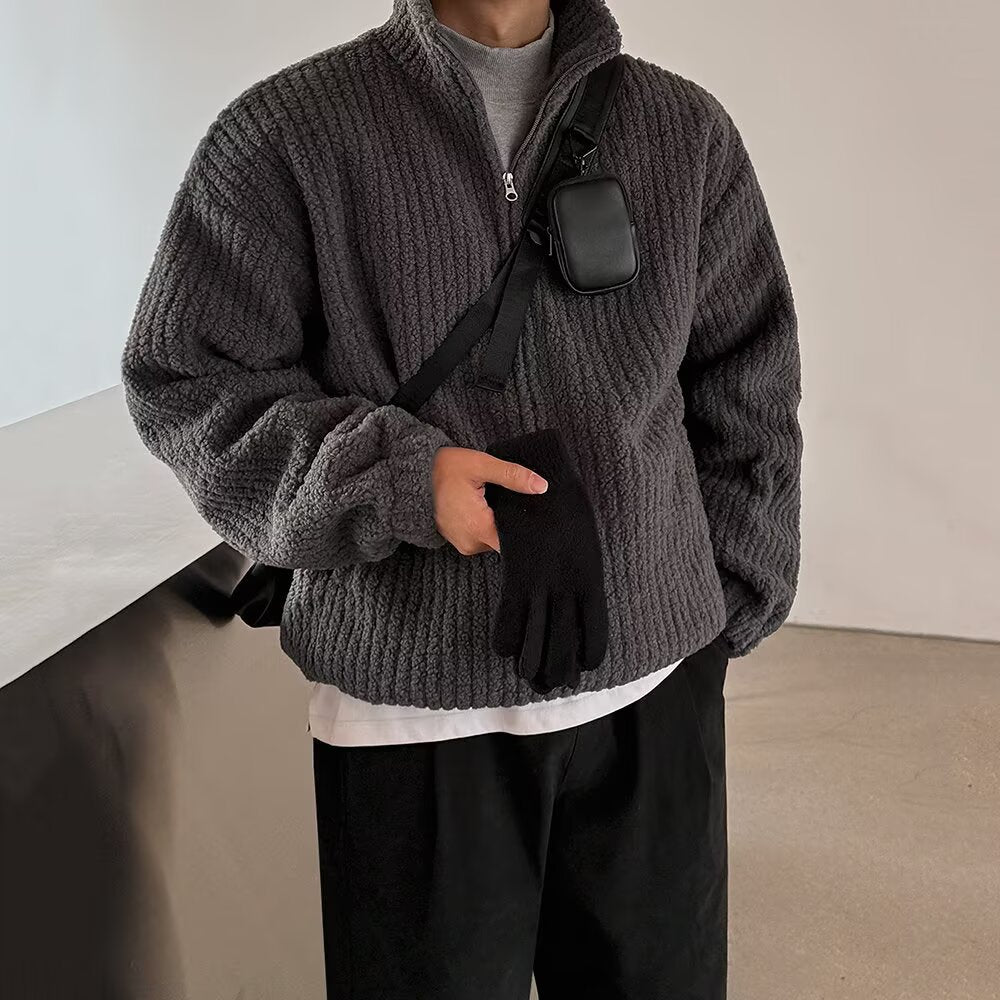 Herren Modische Oversized Jacke mit Stehkragen Drune