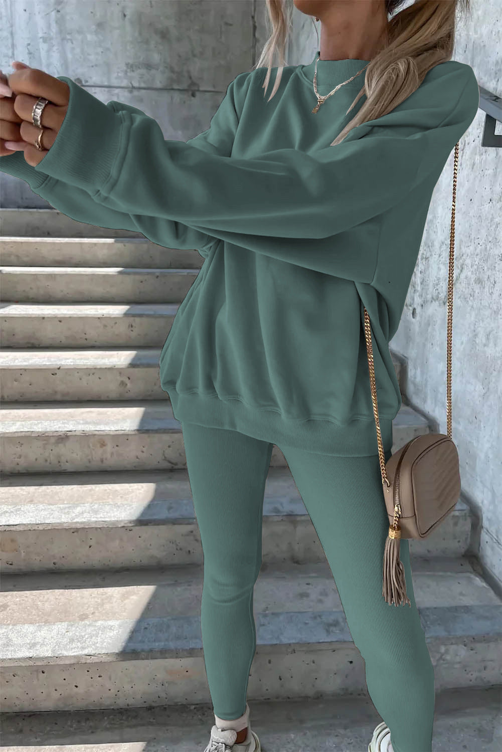 Damen lässiges Sweatshirt und Leggings-Set Drune