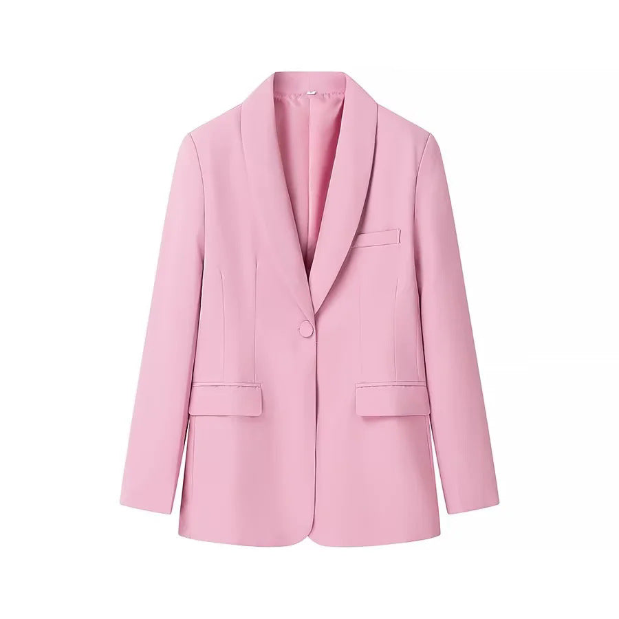 Damen nan taillierter Longblazer mit Schalkragen, verdecktem Knopfverschluss und Pattentaschen Drune