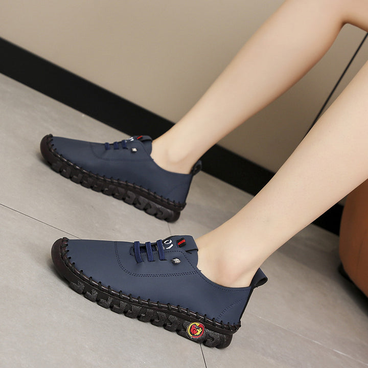 Damen nan leichte Freizeit‑Sneaker mit handgenähter Rahmennaht, elastischem Schnürsystem und profilierter Gummisohle Drune