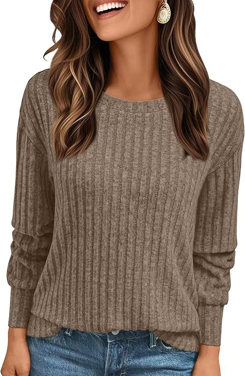 Damen Strukturiertes Rippstrick-Sweatshirt mit Chenille-Optik und lockerer Passform Drune