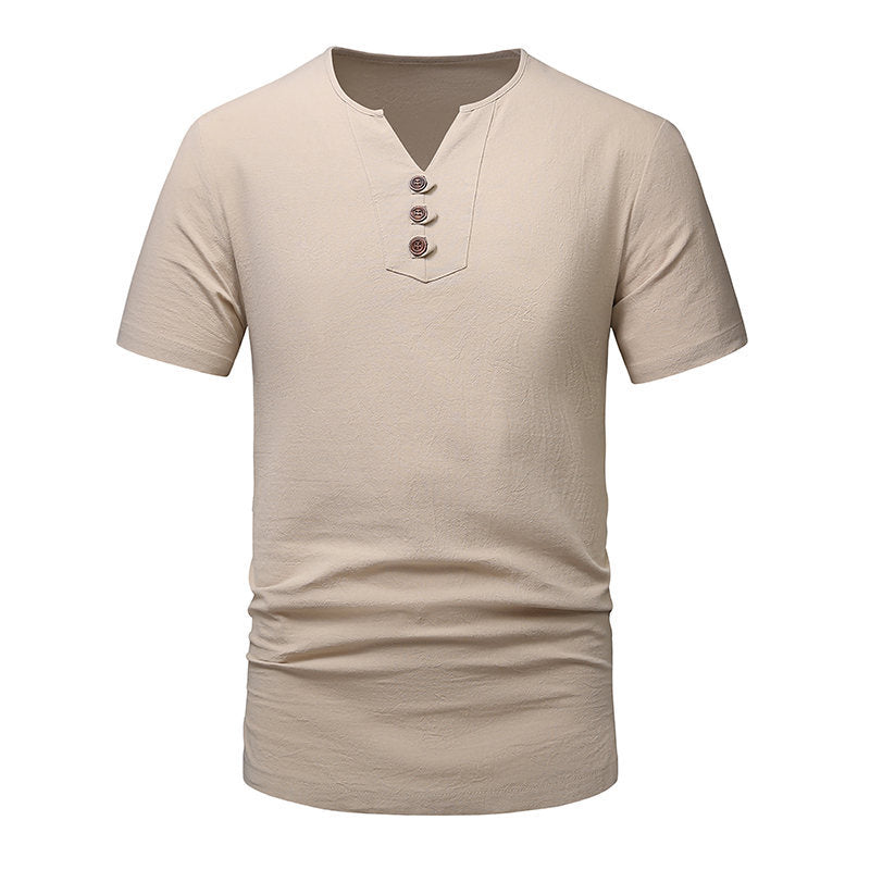 Herren Klassisches Lässiges Henley T-Shirt Drune