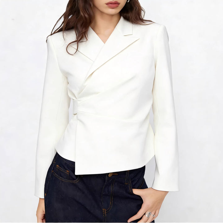 Damen Taillierter Wickel-Blazer mit drapierter Peplum-Silhouette Drune
