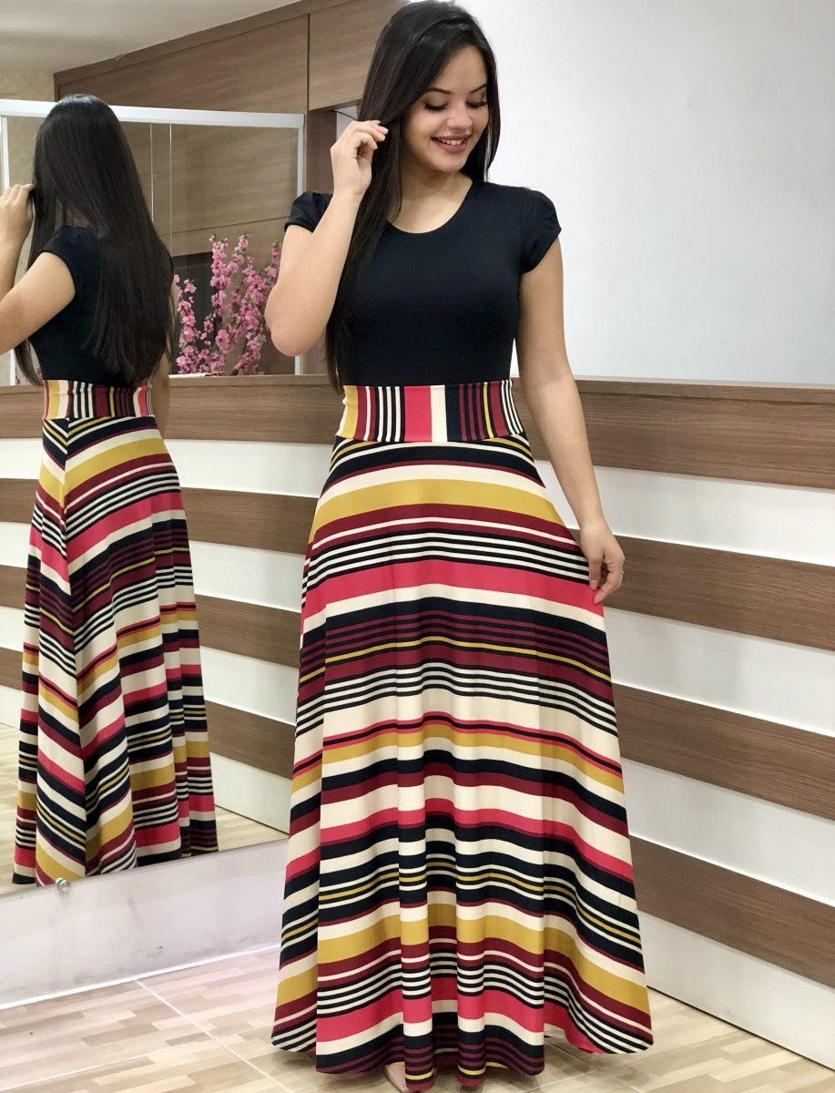 Damen Fließender Maxirock mit hoher Taille und großem Blumenprint Drune