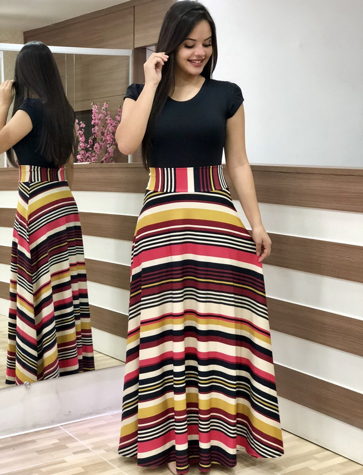 Damen Fließender Maxirock mit hoher Taille und großem Blumenprint Drune