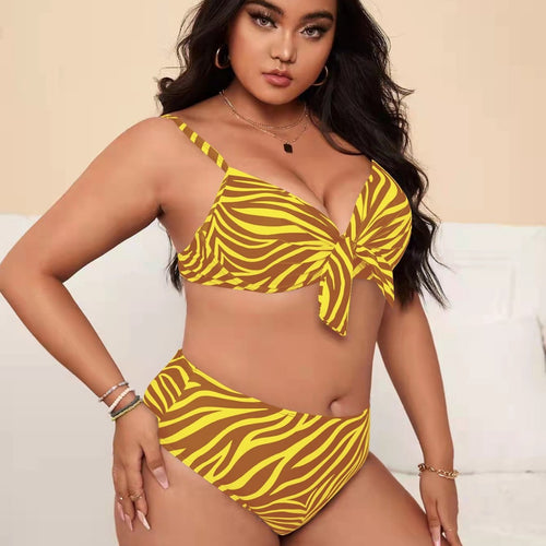 Damen Bikini-Set mit modischem Zebra-Muster und verstellbarem Knoten Drune