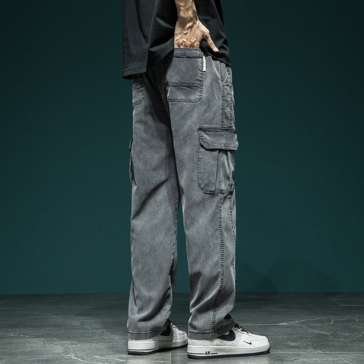 Herren Cargohose im Camouflage-Utility-Stil mit geradem Bein und robustem Canvas Drune