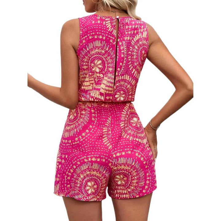 Damen Kurzoverall mit kreativen Printdetails und elastischem Bund Drune