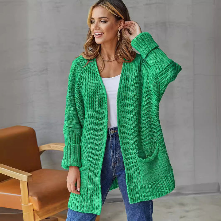 Damen Grobstrick Cardigan mit praktischen Taschen und oversized Passform Drune