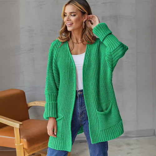 Damen Grobstrick Cardigan mit praktischen Taschen und oversized Passform Drune