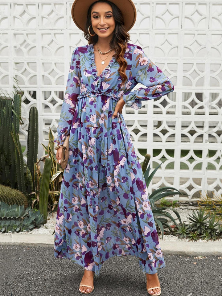Damen Maxikleid mit floralen Mustern Drune