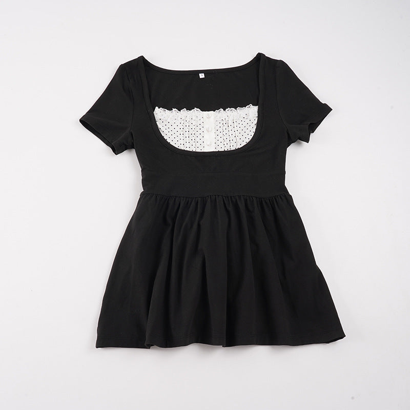 Damen Elegantes Minikleid mit Herz-Ausschnitt und verspieltem Rüschendesign Drune