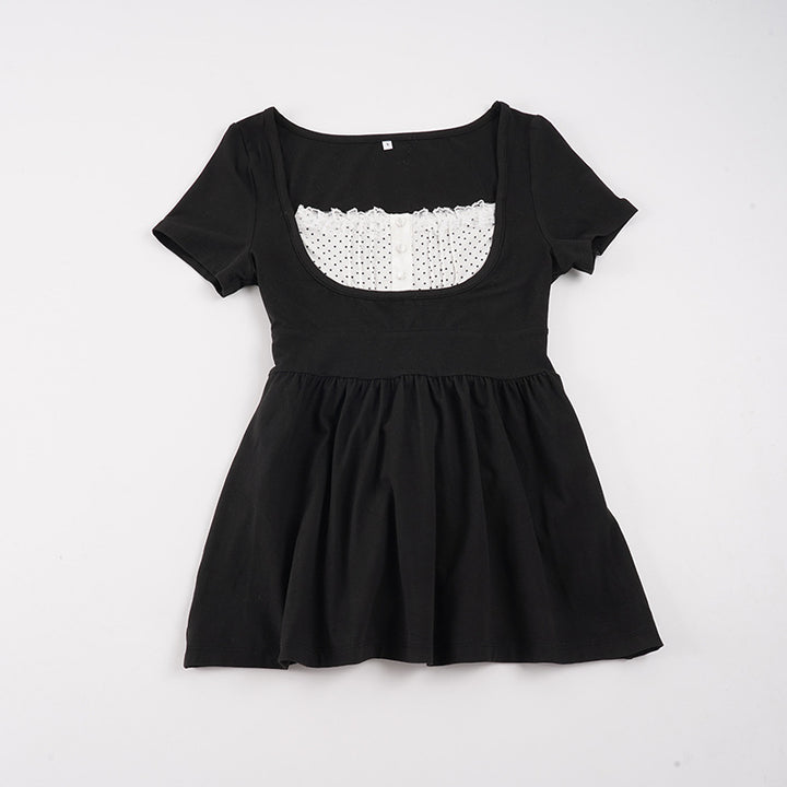 Damen Elegantes Minikleid mit Herz-Ausschnitt und verspieltem Rüschendesign Drune