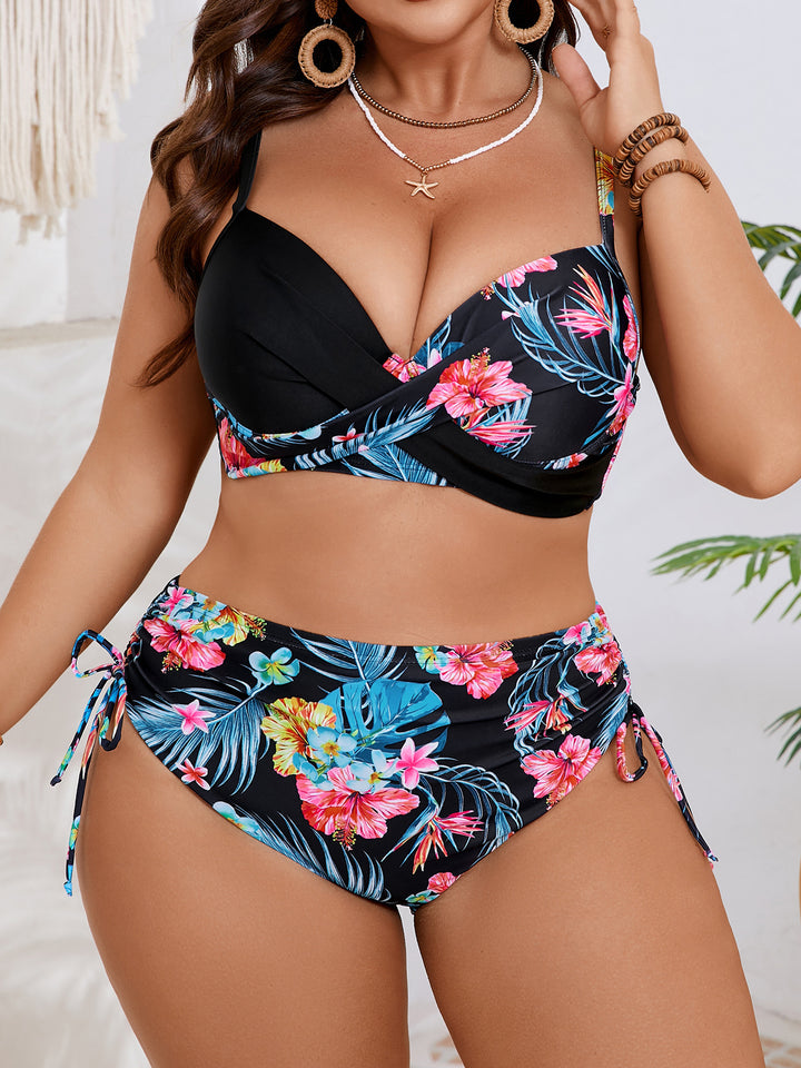 Damen Hochtailliertes Bikini-Set mit floralem Wickel-Top Drune