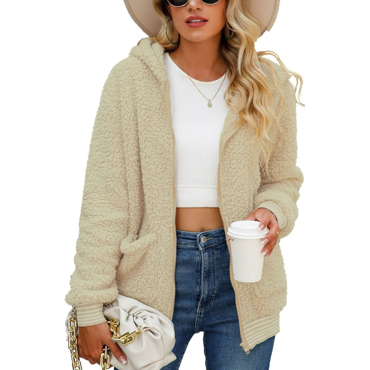 Damen Flauschige Kapuzenjacke mit praktischen Taschen und modernem Schnitt Drune