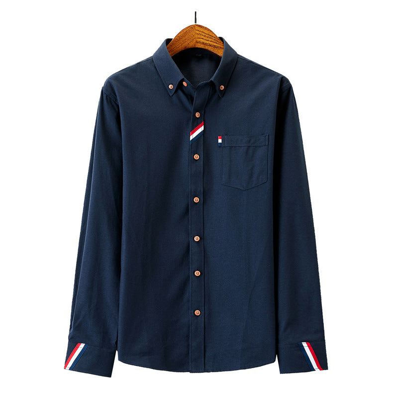 Herren nan modernes Oxford-Hemd mit Button-Down-Kragen, Brusttasche und dezenter Streifenverzierung Drune