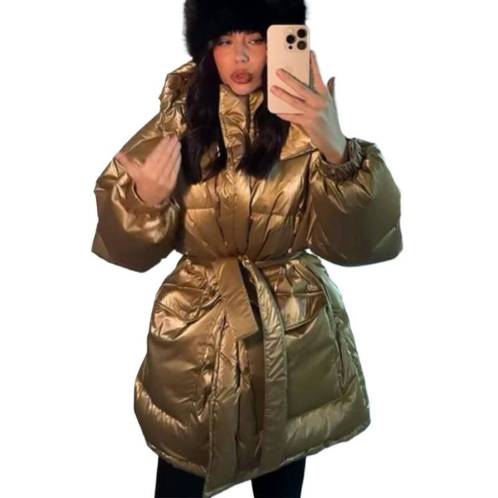 Damen Stepp-Winterjacke mit Taillenkordel und hohem Stehkragen Drune