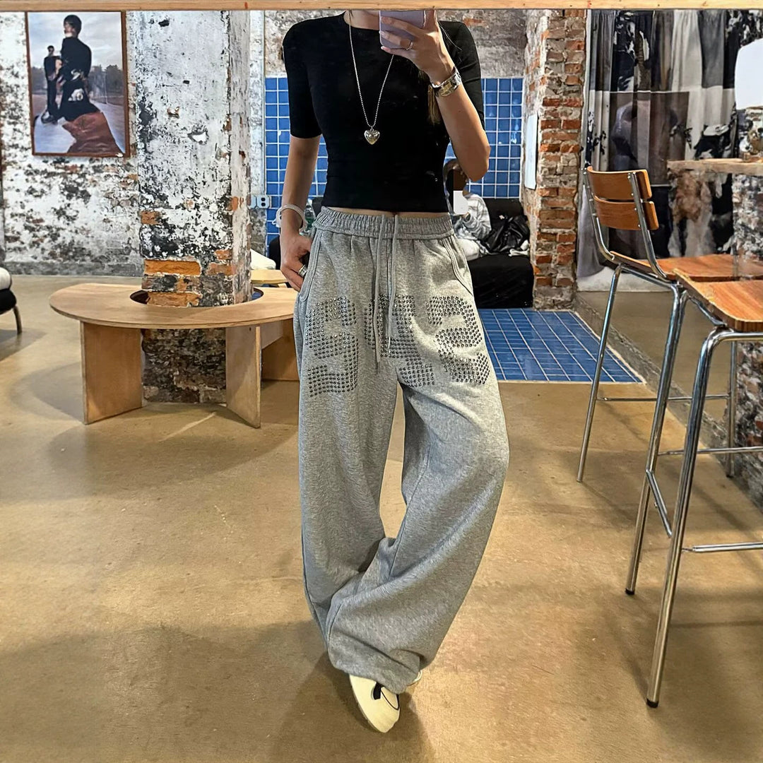 Damen Lässige Freizeithose mit Grafischem Druck Drune