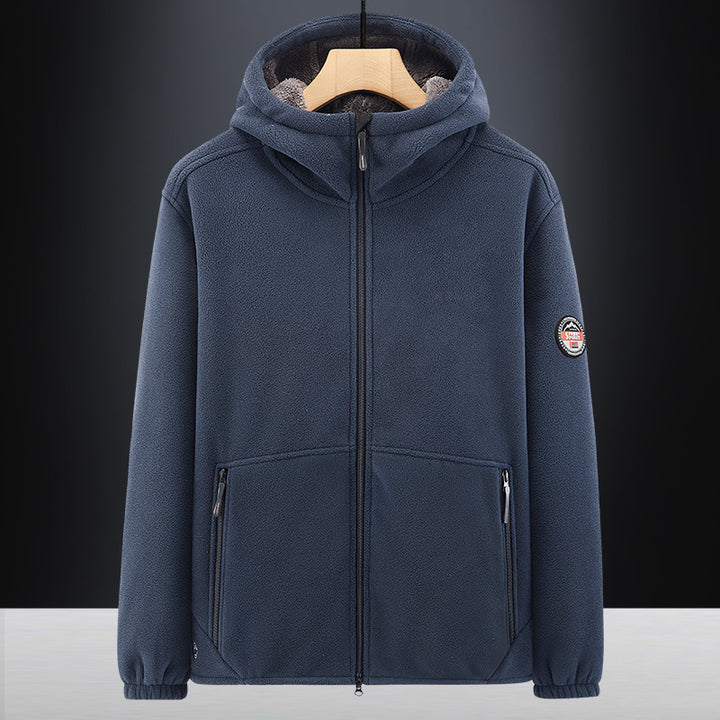 Herren Thermo-Fleece-Hoodie mit isolierendem Sherpa-Besatz und verdeckten Reißverschlusstaschen Drune