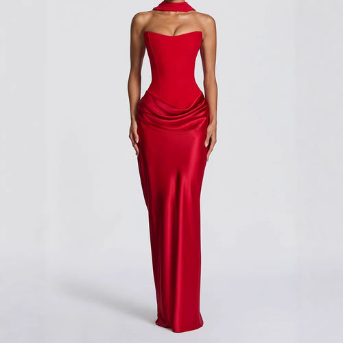 Damen Elegantes Langarm-Maxikleid mit raffinierten Drapierungen Drune