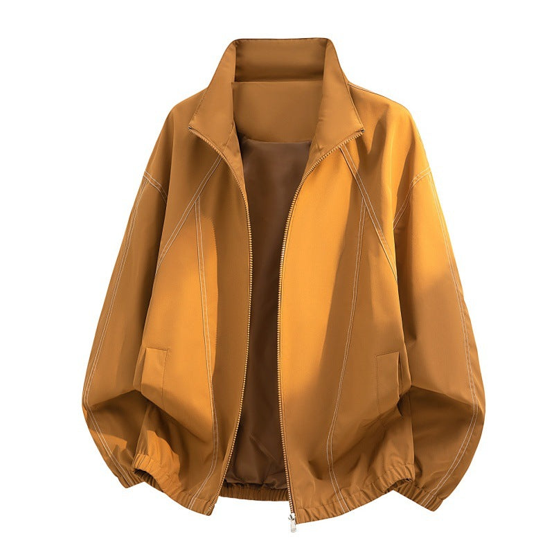 Herren oversized Leichtblouson mit Stehkragen, elastischem Saum und dekorativen Kontrastnähten Drune