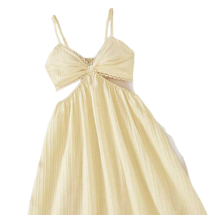 Damen Maxikleid mit zarten Rüschen und verstellbaren Spaghettiträgern Drune