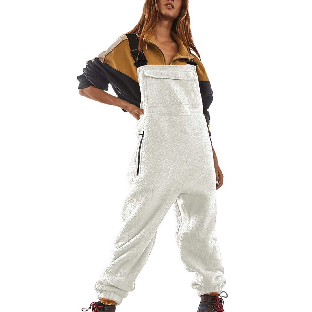 Damen Lässige Fleece-Latzhose mit seitlichen Taschen Drune