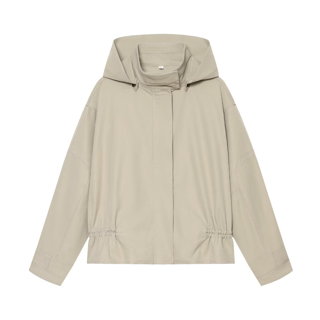 Damen Leichte Kapuzenjacke mit Tunnelzug-Taille und verdeckter Reißverschlussleiste Drune