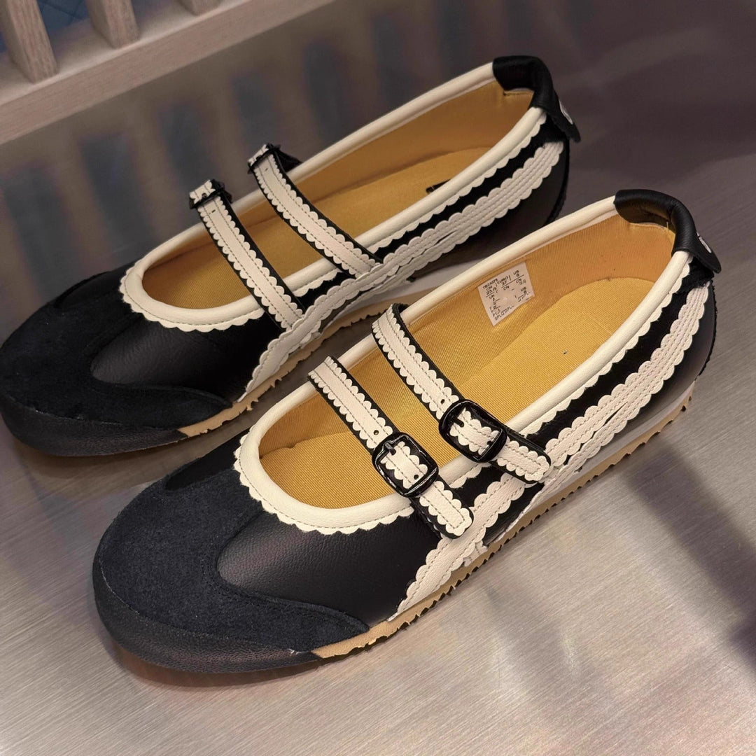 Damen Ballerinas mit verspieltem Riemendesign und hochwertiger Lederoberfläche Drune