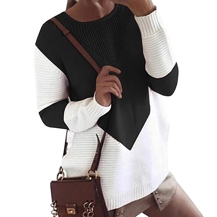 Damen Strickpullover mit modernem Zickzackmuster und strukturierten Ärmeln Drune