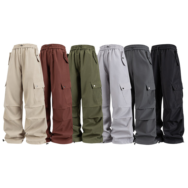 Herren Weite Utility-Cargohose mit Tunnelzugbund, Klapptaschen und verstellbaren Saumabschlüssen Drune
