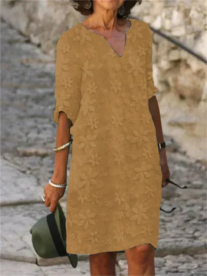 Drune | Sommerkleid Aus Baumwolle Und Leinen Mit Blumenmuster