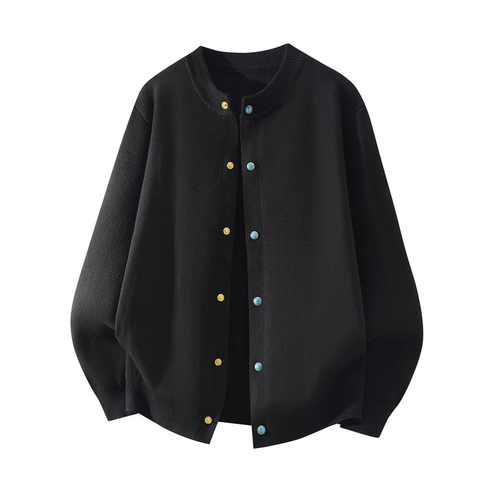 Unisex Oversize Strick‑Bomberjacke mit Druckknopfleiste, geripptem Bund & weicher Waffelstruktur Drune