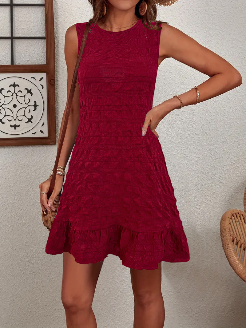Damen ärmelloses Sommerkleid mit Rüschendetails Drune