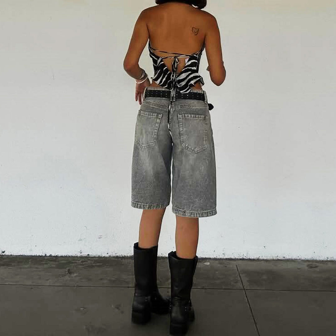 Damen Denim-Shorts mit lässigem Schnitt und mittlerer Leibhöhe Drune