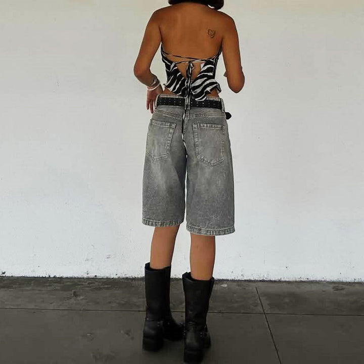 Damen Denim-Shorts mit lässigem Schnitt und mittlerer Leibhöhe Drune
