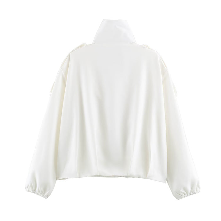Damen Oversize-Blousonjacke mit hohem Stehkragen, Schulterpatten und elastischem Saum Drune