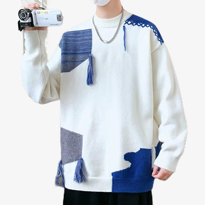 Herren Lässiger Grobstrickpullover mit kreativem Muster Drune