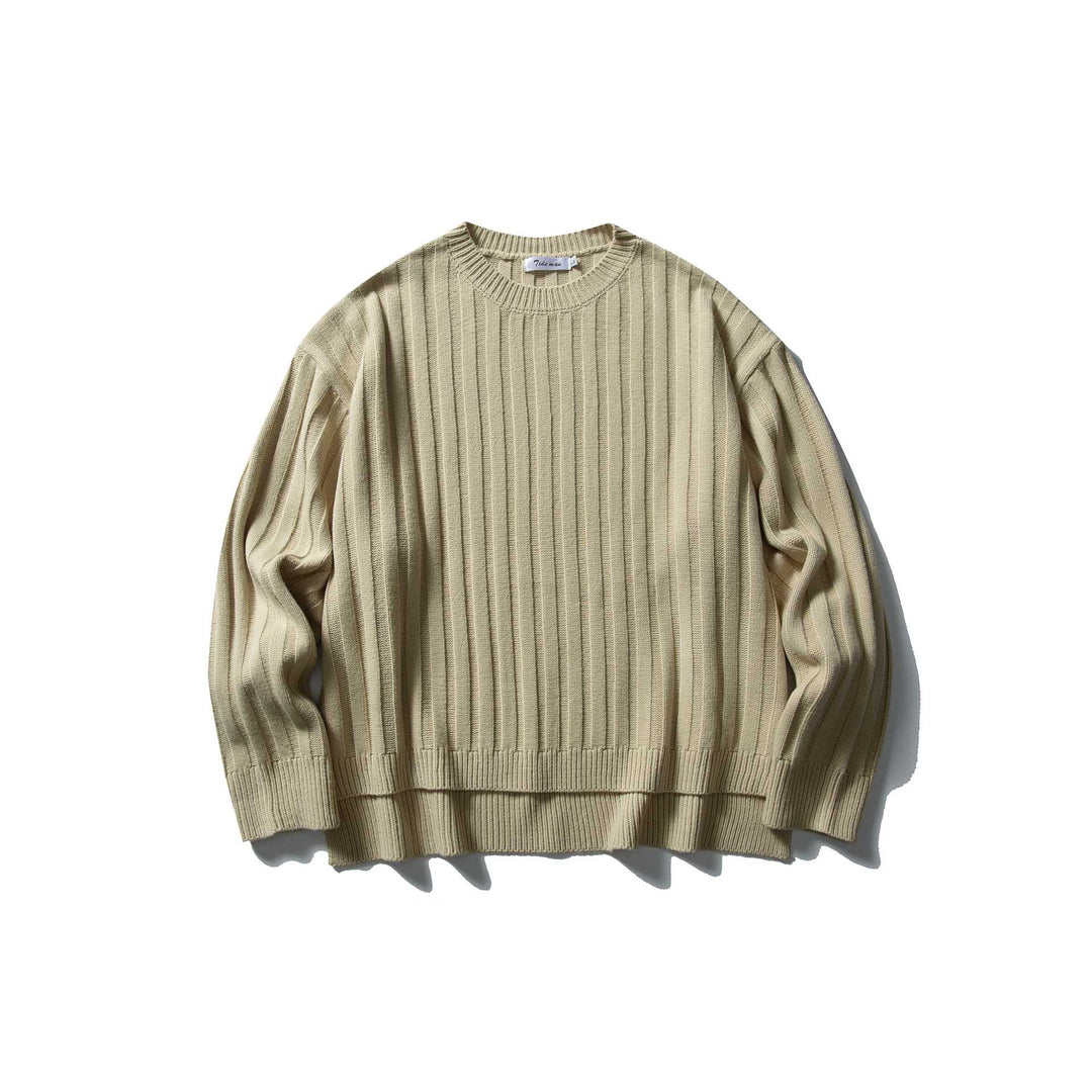 Unisex Grobgerippter Oversize-Pullover mit Rundhalsausschnitt Drune