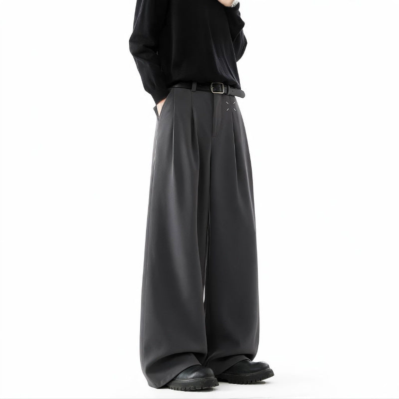 Herren Extrawide Palazzo-Hose mit hoher Taille, Bundfalten und weitem Bein Drune
