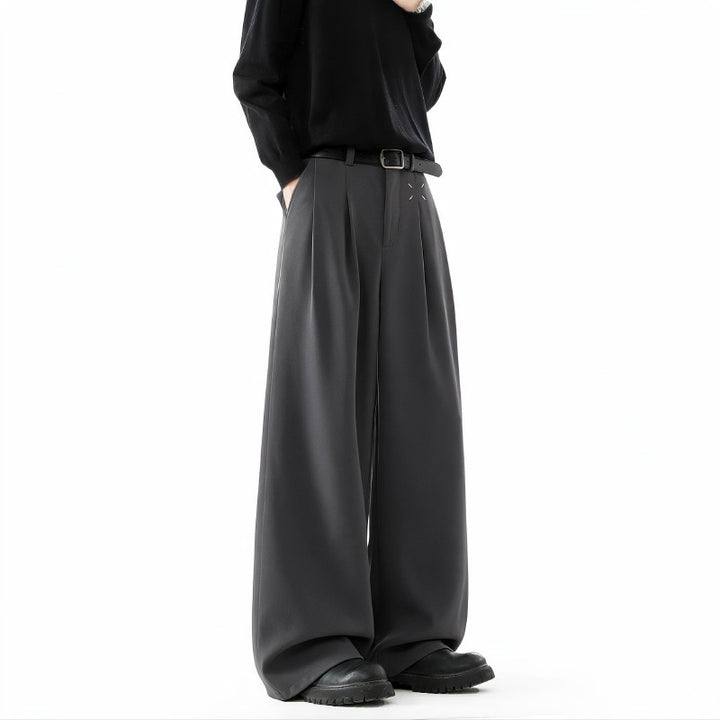 Herren Extrawide Palazzo-Hose mit hoher Taille, Bundfalten und weitem Bein Drune