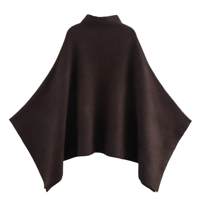 Damen 100+ feiner Oversize Poncho mit Stehkragen und asymmetrischem Saum Drune